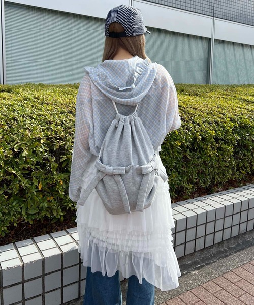 WC(ダブル シー)の「ダブルリボンナップサック(バックパック/リュック・レディース・ピンク系その他/グレー・FREE)」の7枚目の写真