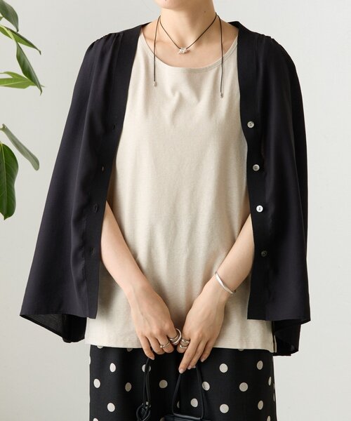 BEARDSLEY(ビアズリー)の「コットンスラブタンクトップ(キャミソール・レディース・ネイビー/モカ/ホワイト/ブラック/オレンジ/ベージュ・FREE)」の4枚目の写真