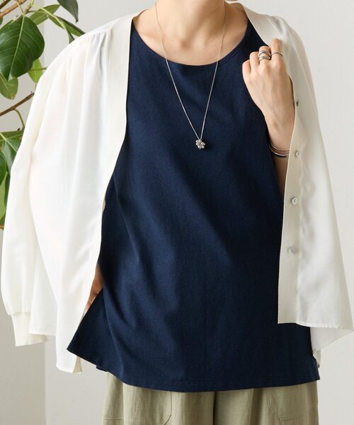 BEARDSLEY(ビアズリー)の「コットンスラブタンクトップ(キャミソール・レディース・ネイビー/モカ/ホワイト/ブラック/オレンジ/ベージュ・FREE)」の5枚目の写真