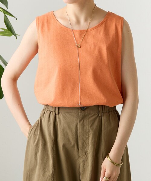 BEARDSLEY(ビアズリー)の「コットンスラブタンクトップ(キャミソール・レディース・ネイビー/モカ/ホワイト/ブラック/オレンジ/ベージュ・FREE)」の7枚目の写真