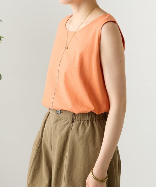 BEARDSLEY(ビアズリー)の「コットンスラブタンクトップ(キャミソール・レディース・ネイビー/モカ/ホワイト/ブラック/オレンジ/ベージュ・FREE)」の8枚目の写真