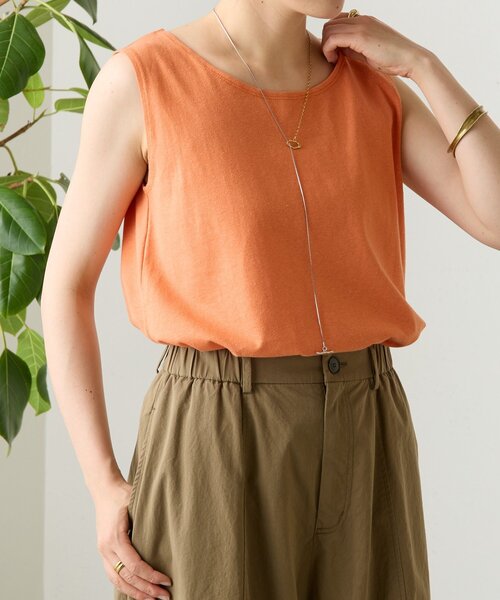 BEARDSLEY(ビアズリー)の「コットンスラブタンクトップ(キャミソール・レディース・ネイビー/モカ/ホワイト/ブラック/オレンジ/ベージュ・FREE)」の10枚目の写真