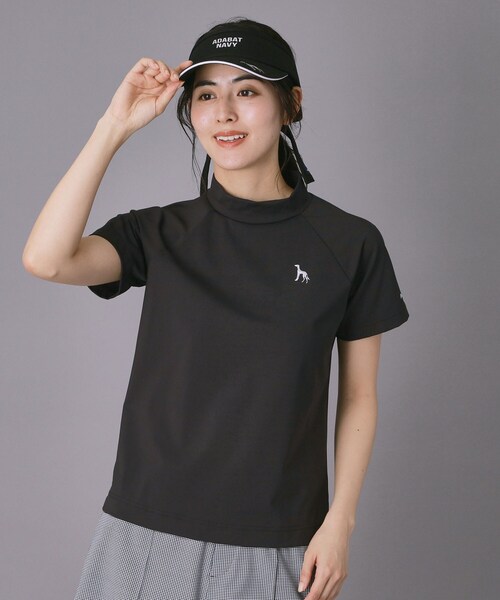 adabat（アダバット）の「【ADABAT NAVY】クールナイロンモックT（Tシャツ/カットソー・レディース・ブラック/ホワイト・42/40/38）」の2枚目の写真