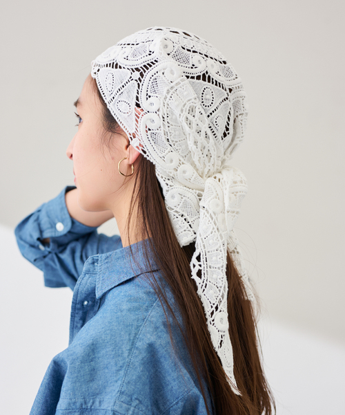 FRAMeWORK（フレームワーク）の「レースサンカクストール（ストール/ショール・レディース・ホワイト・FREE）」の9枚目の写真