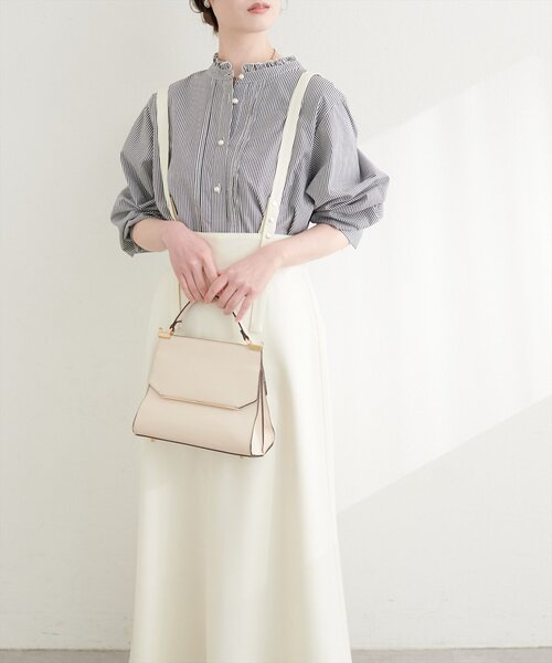 natural couture(ナチュラルクチュール)の「ドット釦デザイン2WAYスカート(スカート・レディース・チャコールグレー/アイボリー/ブラック/サックスブルー・FREE)」の5枚目の写真