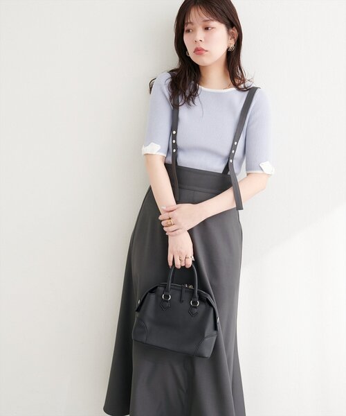 natural couture(ナチュラルクチュール)の「ドット釦デザイン2WAYスカート(スカート・レディース・チャコールグレー/アイボリー/ブラック/サックスブルー・FREE)」の11枚目の写真