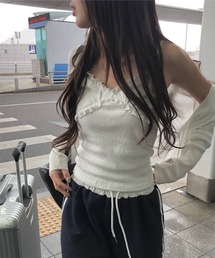 anyonemore（エニワンモア）の「フリルミニドットVネックキャミソール（キャミソール）」