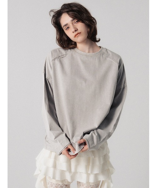 ELCHELE（エルチェレ）の「PIGMENT UNIVERSAL LS TEE（Tシャツ/カットソー・レディース・ライトブラウン/コーラルピンク/ライトグレー/ブラック/スミクロ・FREE）」の7枚目の写真