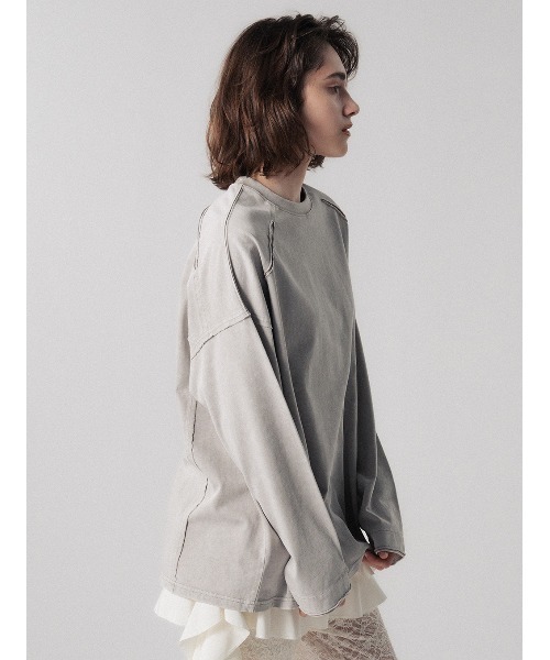 ELCHELE（エルチェレ）の「PIGMENT UNIVERSAL LS TEE（Tシャツ/カットソー・レディース・ライトブラウン/コーラルピンク/ライトグレー/ブラック/スミクロ・FREE）」の8枚目の写真