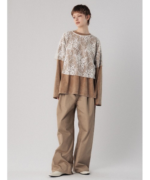 ELCHELE（エルチェレ）の「PIGMENT UNIVERSAL LS TEE（Tシャツ/カットソー・レディース・ライトブラウン/コーラルピンク/ライトグレー/ブラック/スミクロ・FREE）」の15枚目の写真