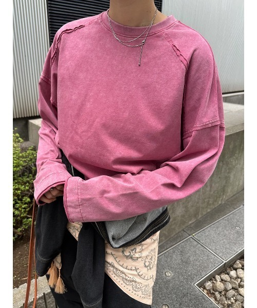 ELCHELE（エルチェレ）の「PIGMENT UNIVERSAL LS TEE（Tシャツ/カットソー・レディース・ライトブラウン/コーラルピンク/ライトグレー/ブラック/スミクロ・FREE）」の17枚目の写真