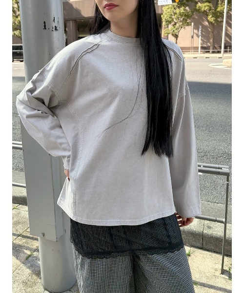 ELCHELE（エルチェレ）の「PIGMENT UNIVERSAL LS TEE（Tシャツ/カットソー・レディース・ライトブラウン/コーラルピンク/ライトグレー/ブラック/スミクロ・FREE）」の19枚目の写真