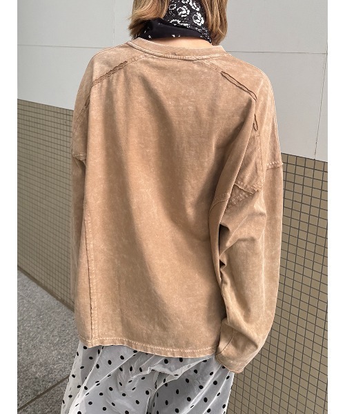 ELCHELE（エルチェレ）の「PIGMENT UNIVERSAL LS TEE（Tシャツ/カットソー・レディース・ライトブラウン/コーラルピンク/ライトグレー/ブラック/スミクロ・FREE）」の22枚目の写真