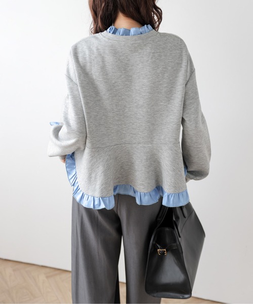SUGAR BISKET（シュガービスケット）の「フリルドッキングペプラムトップス（Tシャツ/カットソー・レディース・グレー/ブラック/ネイビー/ネイビー系1/グレー系1/ブラック系1・フリー）」の12枚目の写真