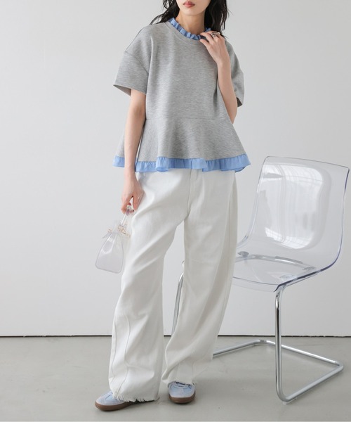 SUGAR BISKET(シュガービスケット)の「フリルドッキングペプラムトップス(Tシャツ/カットソー・レディース・グレー/ブラック/ネイビー/ネイビー系1/グレー系1/ブラック系1・フリー)」の21枚目の写真