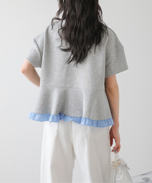 SUGAR BISKET(シュガービスケット)の「フリルドッキングペプラムトップス(Tシャツ/カットソー・レディース・グレー/ブラック/ネイビー/ネイビー系1/グレー系1/ブラック系1・フリー)」の22枚目の写真