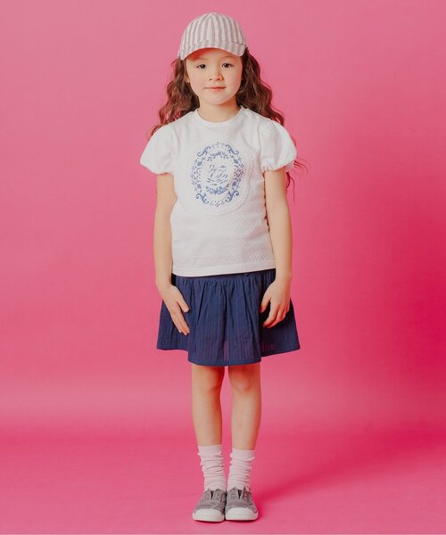Boribon(ボリボン)の「スワン・フラワープリントモチーフTシャツ(Tシャツ/カットソー・キッズ・サーモンピンク/オフホワイト・80/90/100/110/120)」の18枚目の写真