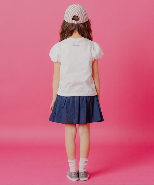 Boribon(ボリボン)の「スワン・フラワープリントモチーフTシャツ(Tシャツ/カットソー・キッズ・サーモンピンク/オフホワイト・80/90/100/110/120)」の17枚目の写真