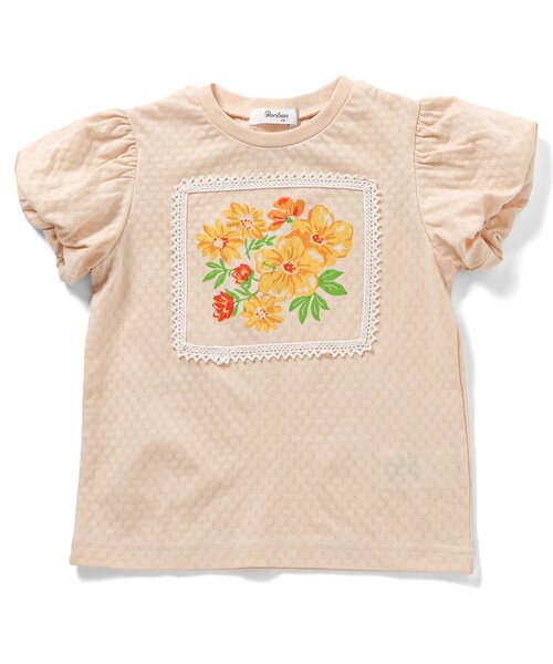 Boribon(ボリボン)の「スワン・フラワープリントモチーフTシャツ(Tシャツ/カットソー・キッズ・サーモンピンク/オフホワイト・80/90/100/110/120)」の10枚目の写真
