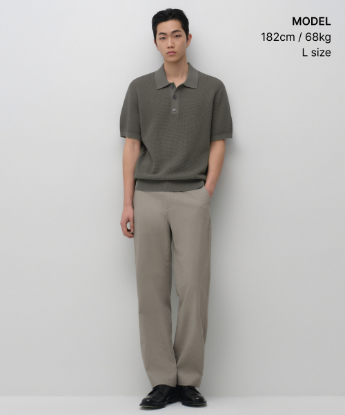 MUSINSA STANDARD（ムシンサスタンダード）の「クロシェニットポロシャツ[カーキグレー]（ニット/セーター・メンズ・その他・MEDIUM/LARGE/X-LARGE/2XL/SMALL）」の2枚目の写真