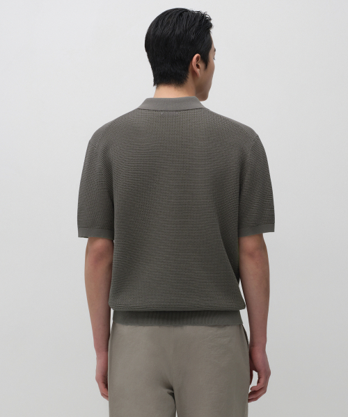 MUSINSA STANDARD（ムシンサスタンダード）の「クロシェニットポロシャツ[カーキグレー]（ニット/セーター・メンズ・その他・MEDIUM/LARGE/X-LARGE/2XL/SMALL）」の3枚目の写真