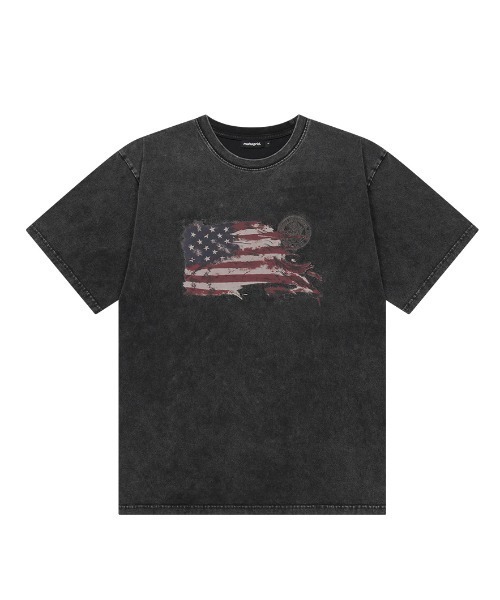 MAHAGRID（マハグリッド）の「『mahagrid/マハグリッド』WASHED FLAG TEE/ウォッシュド フラッグ Tシャツ（Tシャツ/カットソー・レディース・ベージュ/ブラック・M）」の4枚目の写真
