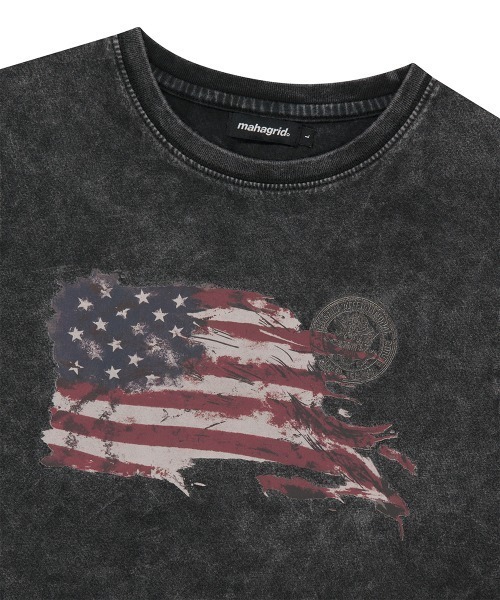 MAHAGRID（マハグリッド）の「『mahagrid/マハグリッド』WASHED FLAG TEE/ウォッシュド フラッグ Tシャツ（Tシャツ/カットソー・レディース・ベージュ/ブラック・M）」の6枚目の写真
