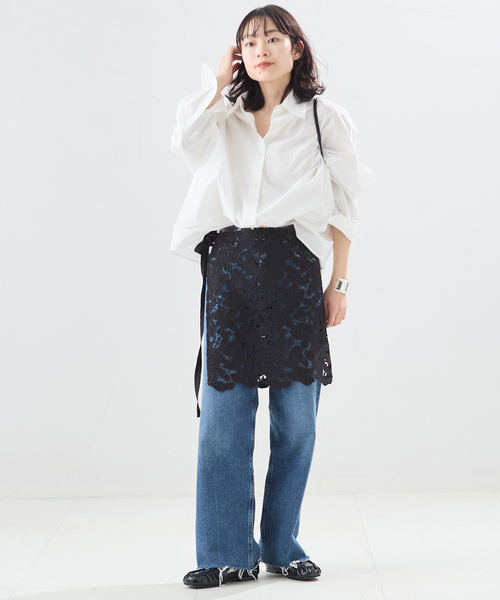 journal standard L'essage(ジャーナルスタンダードレサージュ)の「ケミカルコードレース ラップスカート(スカート・レディース・ホワイト/ブラック・FREE)」の4枚目の写真