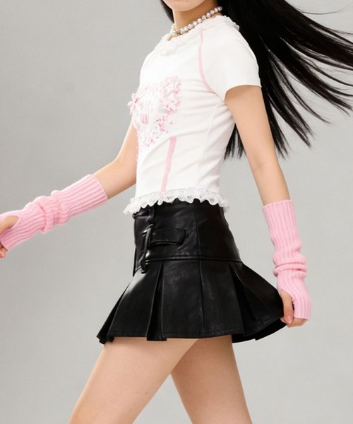 HOOK(フック)の「HOOK for girls リボン×プリント レースTシャツ (SS)(Tシャツ/カットソー・レディース・ホワイト/ブラック・L/M)」の15枚目の写真