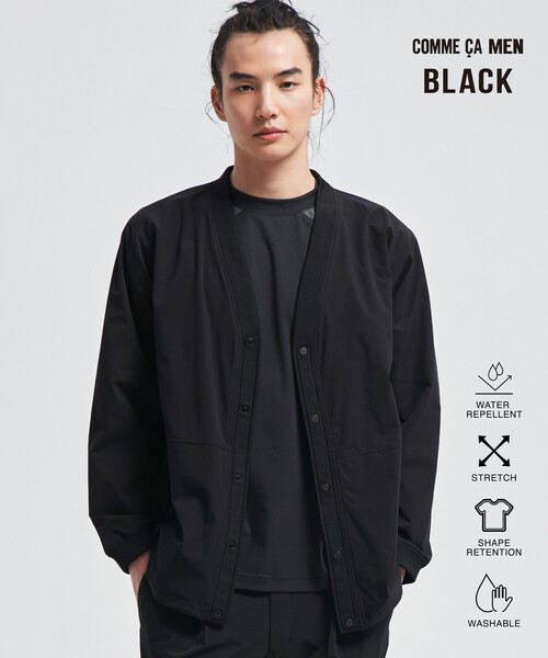 COMME CA MEN(コムサメン)の「【撥水】【COMME CA MEN BLACK】〔TEXBRID〕Vネックカーディガン(Tシャツ/カットソー・メンズ・チャコールグレー/ブラック・L/M)」の2枚目の写真