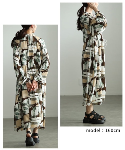 Sawa a la mode(サワアラモード)の「ニュアンス柄ロングシャツワンピース(ワンピース・レディース・グリーン・FREE)」の10枚目の写真