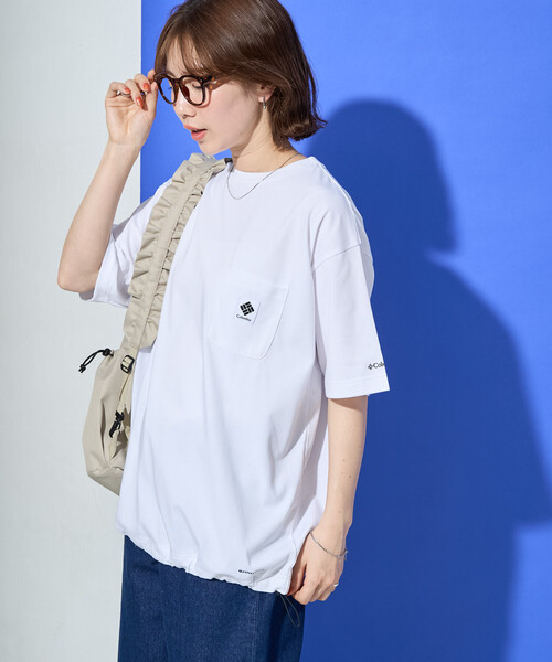 FREAK'S STORE(フリークスストア)の「限定展開 Columbia × FREAK'S STORE/コロンビア W Imperial Park Tunic Tee/インペリアルパーク チュニック Tシャツ(Tシャツ/カットソー・レディース・ネイビー/ベージュ/ピンク/ブラック/オフホワイト/グレー・フリ-)」の2枚目の写真