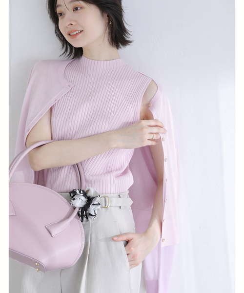 La TOTALITE（ラトータリテ）の「【洗える】シアーカーデアンサンブル（アンサンブル・レディース・ダークパープル/ホワイト/チャコールグレー・FREE）」の3枚目の写真