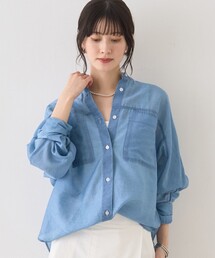 Rouge vif Anna | シアーデニムスタンドネックシャツ/バンドカラーシャツ/春服/夏服(シャツ/ブラウス)