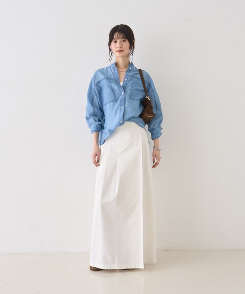 Rouge vif Anna（ルージュヴィフアンナ）の「シアーデニムスタンドネックシャツ/バンドカラーシャツ/春服/夏服（シャツ/ブラウス・レディース・インディゴブルー・フリー）」の22枚目の写真