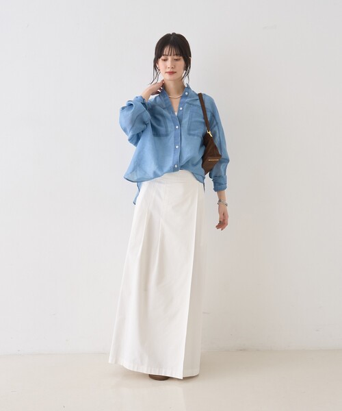 Rouge vif Anna（ルージュヴィフアンナ）の「シアーデニムスタンドネックシャツ/バンドカラーシャツ/春服/夏服（シャツ/ブラウス・レディース・インディゴブルー・フリー）」の21枚目の写真