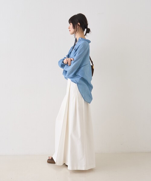 Rouge vif Anna（ルージュヴィフアンナ）の「シアーデニムスタンドネックシャツ/バンドカラーシャツ/春服/夏服（シャツ/ブラウス・レディース・インディゴブルー・フリー）」の18枚目の写真