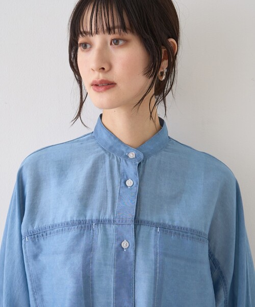 Rouge vif Anna（ルージュヴィフアンナ）の「シアーデニムスタンドネックシャツ/バンドカラーシャツ/春服/夏服（シャツ/ブラウス・レディース・インディゴブルー・フリー）」の12枚目の写真