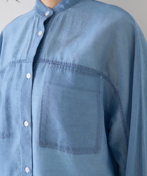 Rouge vif Anna（ルージュヴィフアンナ）の「シアーデニムスタンドネックシャツ/バンドカラーシャツ/春服/夏服（シャツ/ブラウス・レディース・インディゴブルー・フリー）」の11枚目の写真