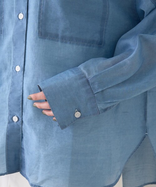 Rouge vif Anna（ルージュヴィフアンナ）の「シアーデニムスタンドネックシャツ/バンドカラーシャツ/春服/夏服（シャツ/ブラウス・レディース・インディゴブルー・フリー）」の10枚目の写真