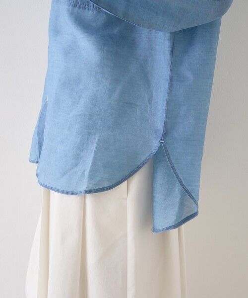 Rouge vif Anna（ルージュヴィフアンナ）の「シアーデニムスタンドネックシャツ/バンドカラーシャツ/春服/夏服（シャツ/ブラウス・レディース・インディゴブルー・フリー）」の9枚目の写真
