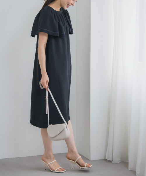 Sono（ソーノ）の「【SONO/ソーノ】【SONONAVY】エアリーラッフルワンピース（ワンピース・レディース・ネイビー/ブラック・F）」の3枚目の写真