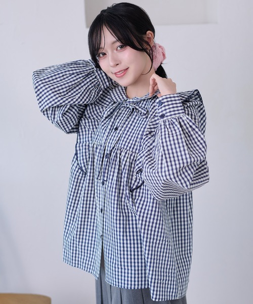 kutir（クティール）の「【リボン付き】アソートフリルブラウス（シャツ/ブラウス・レディース・ライトグリーン/ネイビー/オフホワイト・FREE）」の22枚目の写真