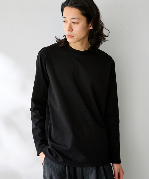 B.C STOCK(ベーセーストック)の「MULTI FUNCTION 32G PONTE ロングスリーブTシャツ(Tシャツ/カットソー・メンズ・ブラック/ホワイト/チャコールグレー・LARGE/MEDIUM/SMALL/X-LARGE)」の1枚目の写真