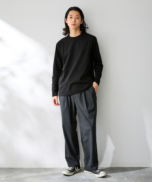 B.C STOCK(ベーセーストック)の「MULTI FUNCTION 32G PONTE ロングスリーブTシャツ(Tシャツ/カットソー・メンズ・ブラック/ホワイト/チャコールグレー・LARGE/MEDIUM/SMALL/X-LARGE)」の22枚目の写真