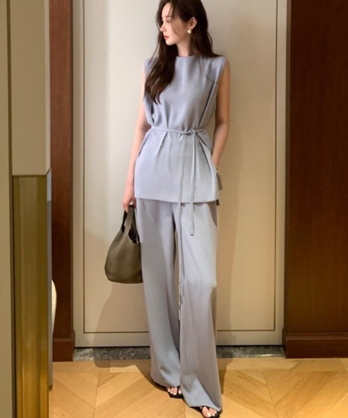 semplice(センプリチェ)の「ワイドパンツ ノースリーブ セットアップ(セットアップ・レディース・ベージュ/ブルー/ブラック・F)」の21枚目の写真