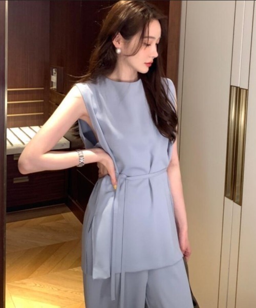 semplice(センプリチェ)の「ワイドパンツ ノースリーブ セットアップ(セットアップ・レディース・ベージュ/ブルー/ブラック・F)」の20枚目の写真