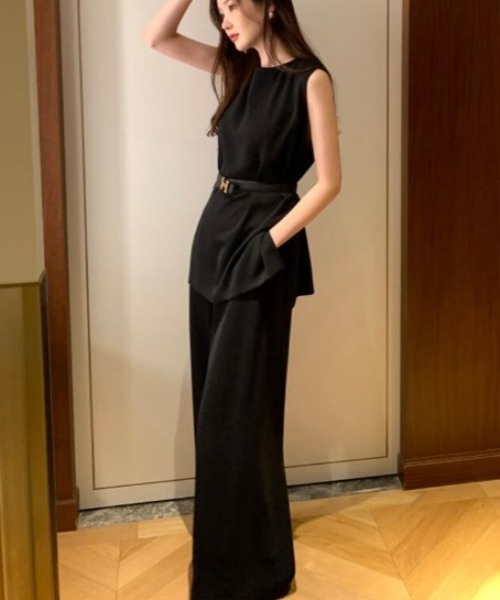 semplice(センプリチェ)の「ワイドパンツ ノースリーブ セットアップ(セットアップ・レディース・ベージュ/ブルー/ブラック・F)」の13枚目の写真
