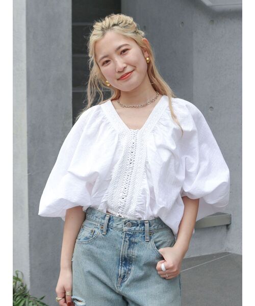 Ungrid(アングリッド)の「スリーブボリュームブラウス(シャツ/ブラウス・レディース・オレンジ/ブラック/オフホワイト・FREE)」の9枚目の写真