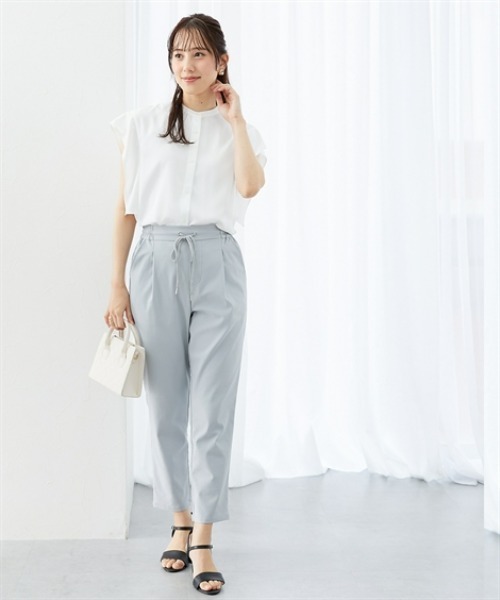 7days Life Styling（セブンデイズライフスタイリング）の「【UVカット/速乾】ストレッチパウダーサテンスクエアスリーブブラウス（シャツ/ブラウス・レディース・オフホワイト/グリーン/ネイビー・S/M/L/LL/3L）」の9枚目の写真
